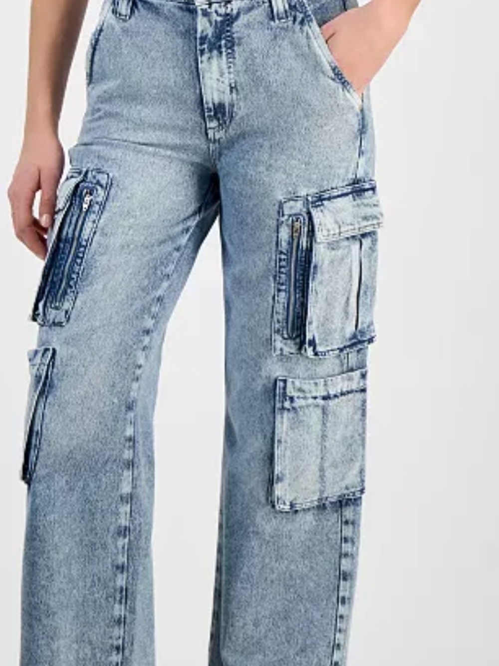 Guess Jean Women’s Light Wash Cargo Jeans - Light Blue